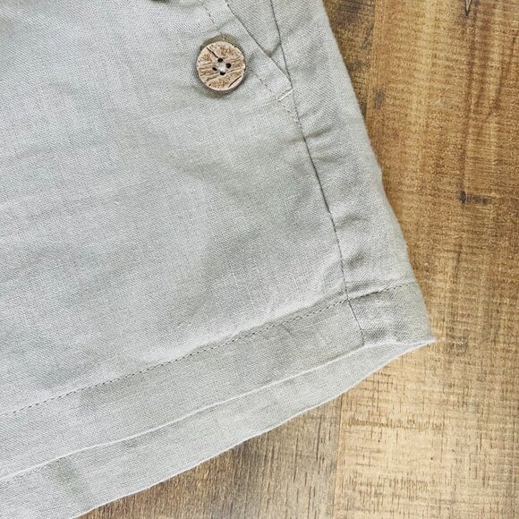 Cynthia Rowley Linen Shorts Size 4 | Tan Button-Front High Waist Summer Short - Picture 3 of 9